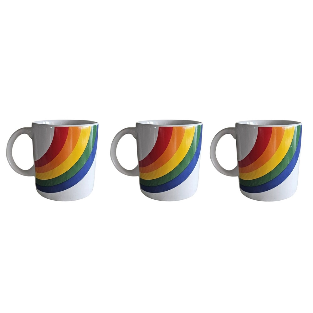 FTD Coffee Mug Unisex OS Multicolor Good 1984 Vintage Rainbow Retro Set of 3